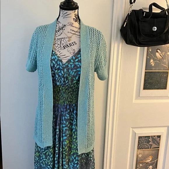 💗Bali Blue and Green Midi Dress - Picture 11 of 13